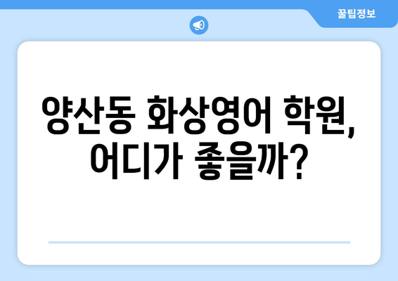 광주 북구 양산동 화상영어 비용 비교 가이드 | 추천 학원, 수업료, 후기