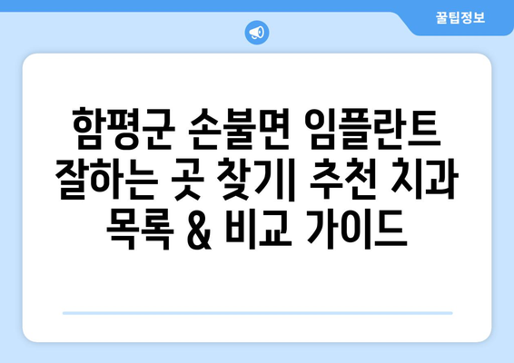 함평군 손불면 임플란트 잘하는 곳 찾기| 추천 치과 목록 & 비교 가이드 | 임플란트, 치과, 함평, 손불