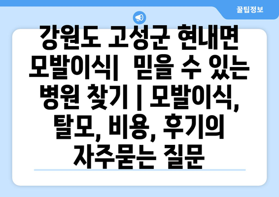 강원도 고성군 현내면 모발이식|  믿을 수 있는 병원 찾기 | 모발이식, 탈모, 비용, 후기