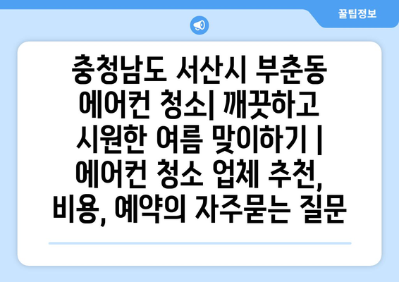 충청남도 서산시 부춘동 에어컨 청소| 깨끗하고 시원한 여름 맞이하기 | 에어컨 청소 업체 추천, 비용, 예약