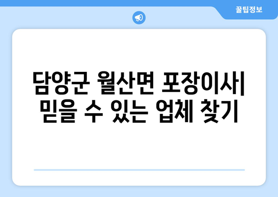 담양군 월산면 포장이사 전문 업체 추천 및 비용 가이드 | 이삿짐센터, 견적, 포장 서비스