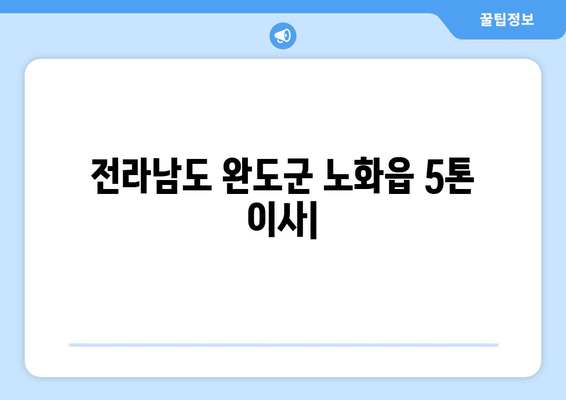 전라남도 완도군 노화읍 5톤 이사 가격 비교 & 추천 업체 | 완도 이삿짐센터, 5톤 트럭 이사, 저렴한 이사 비용